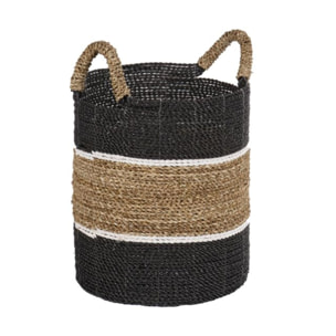 Panier rond en jonc de mer et raphia - HOOK