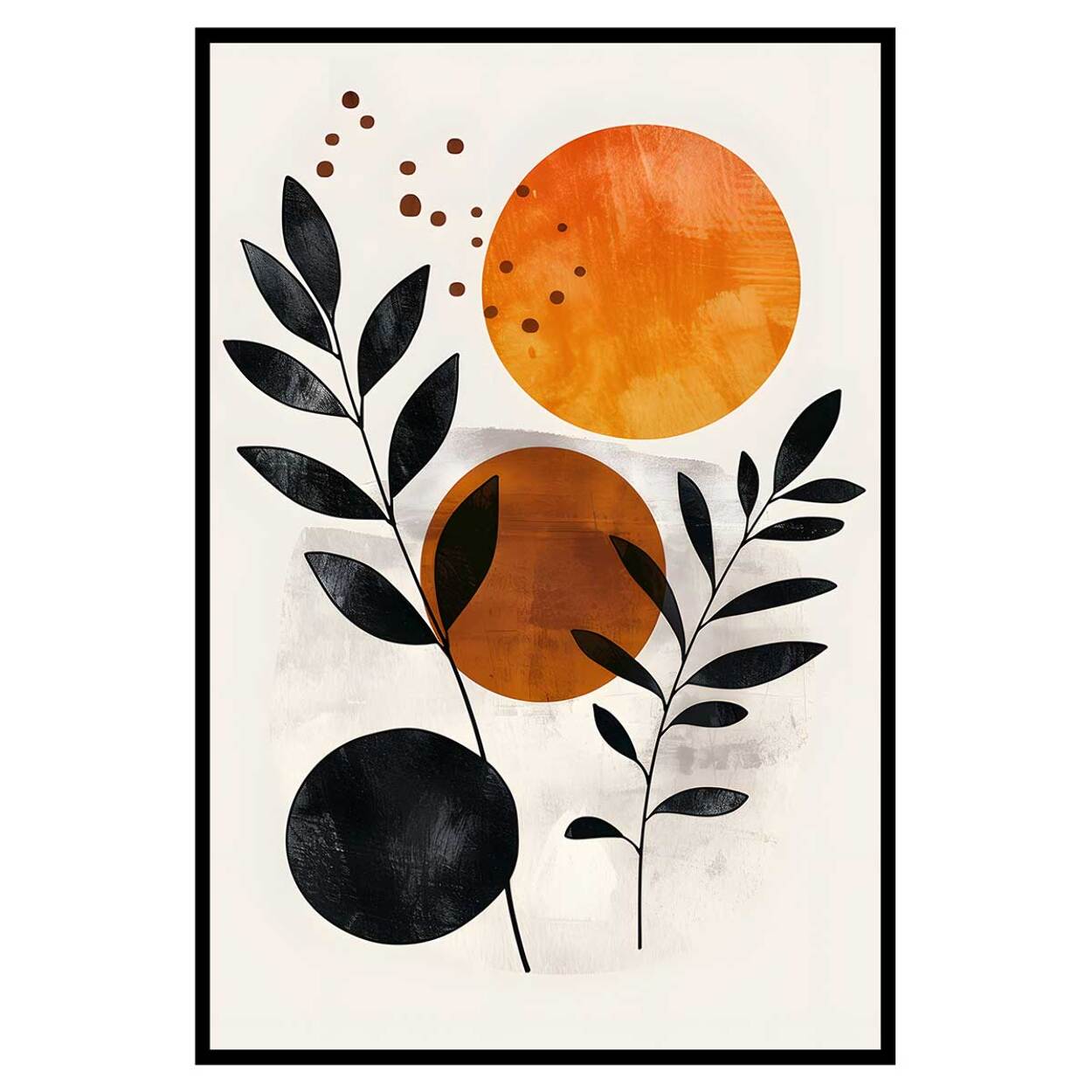 Affiche encadrée composition végétale moderne Affiche + cadre en métal - Noir