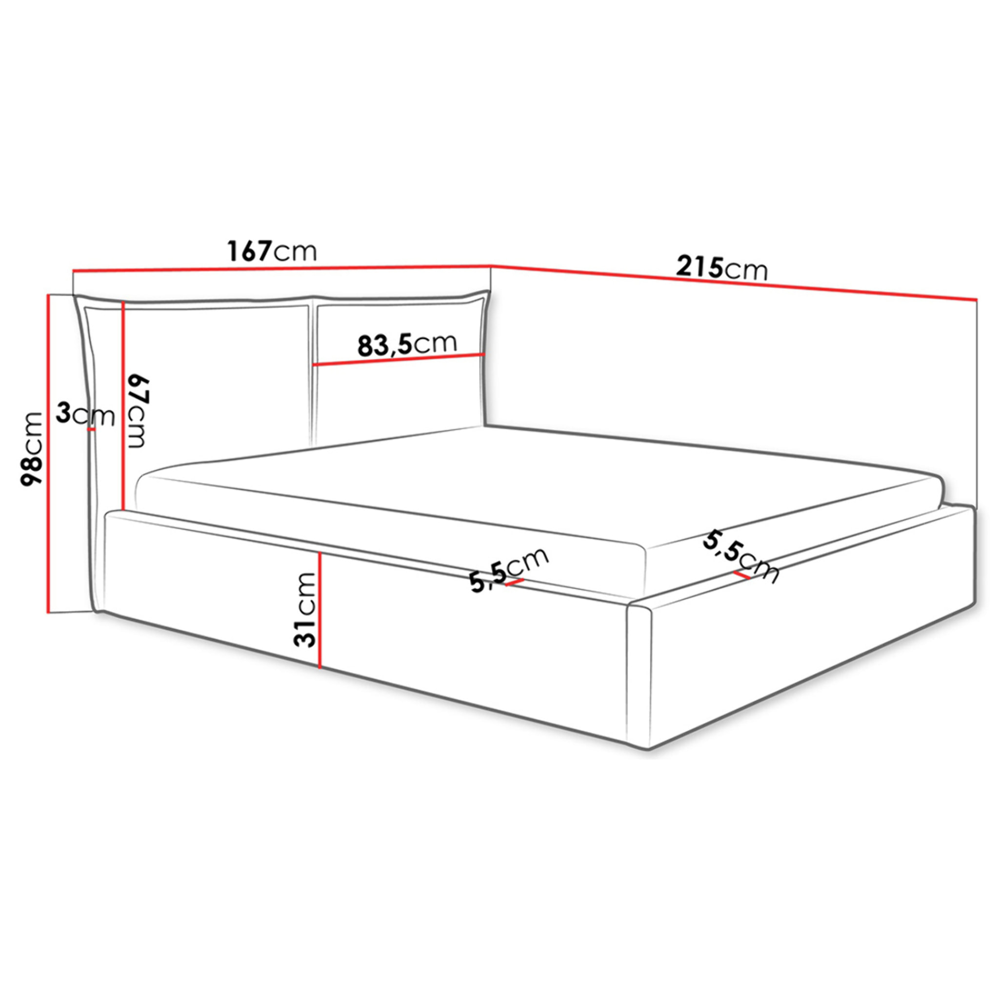 John - lit coffre - 140x200 cm - en velours - sommier inclus - Vert Kaki