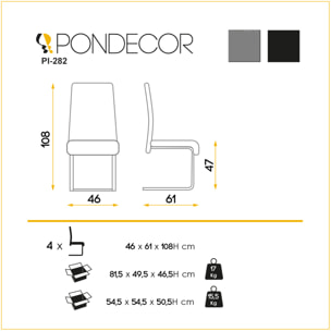 Set de 4 sillas – Tapizado en tela y respaldo alto