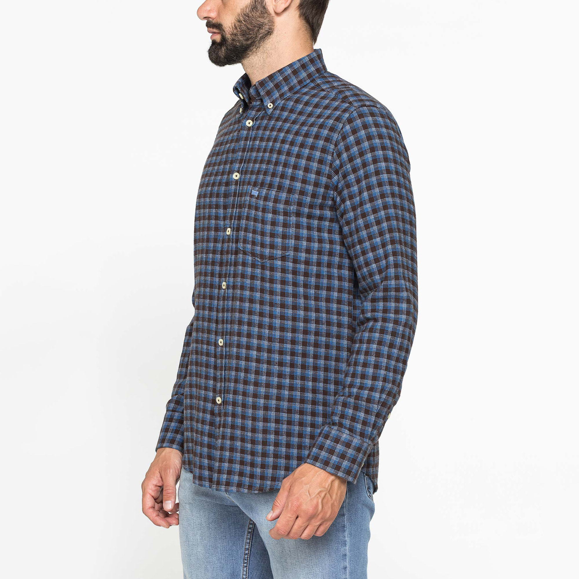 CAMICIA FANTASIA TINTO FILO IN FLANELLA LEGGERA