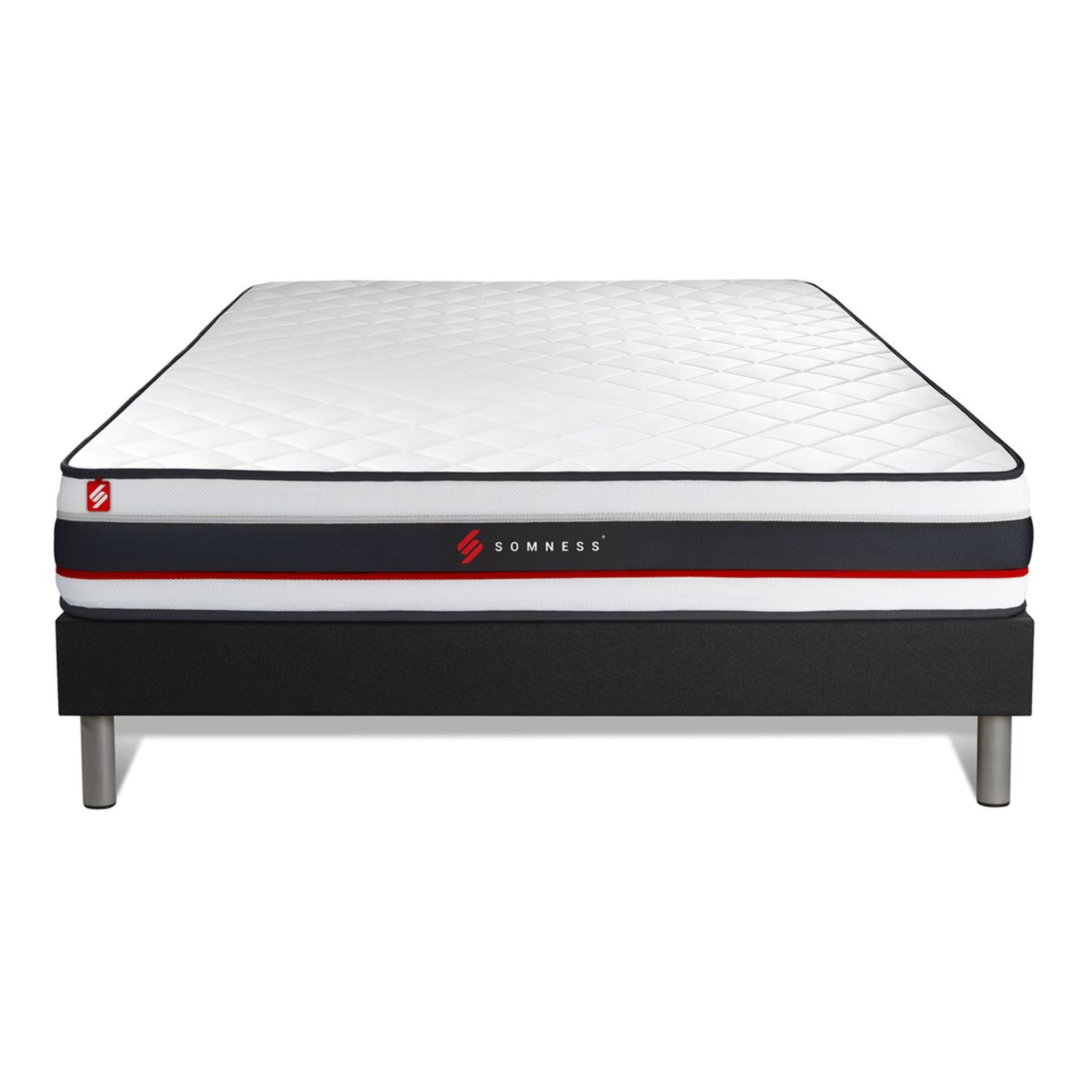 Ensemble Matelas Sommier 140x190 cm - Sommier Noir (déjà monté) - Form