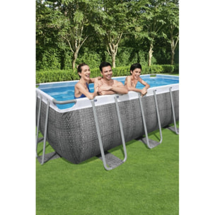 Bestway Piscine hors sol - Rectangulaire - Power Steel - Effet Rotin gris 549 x 274 x 122 cm