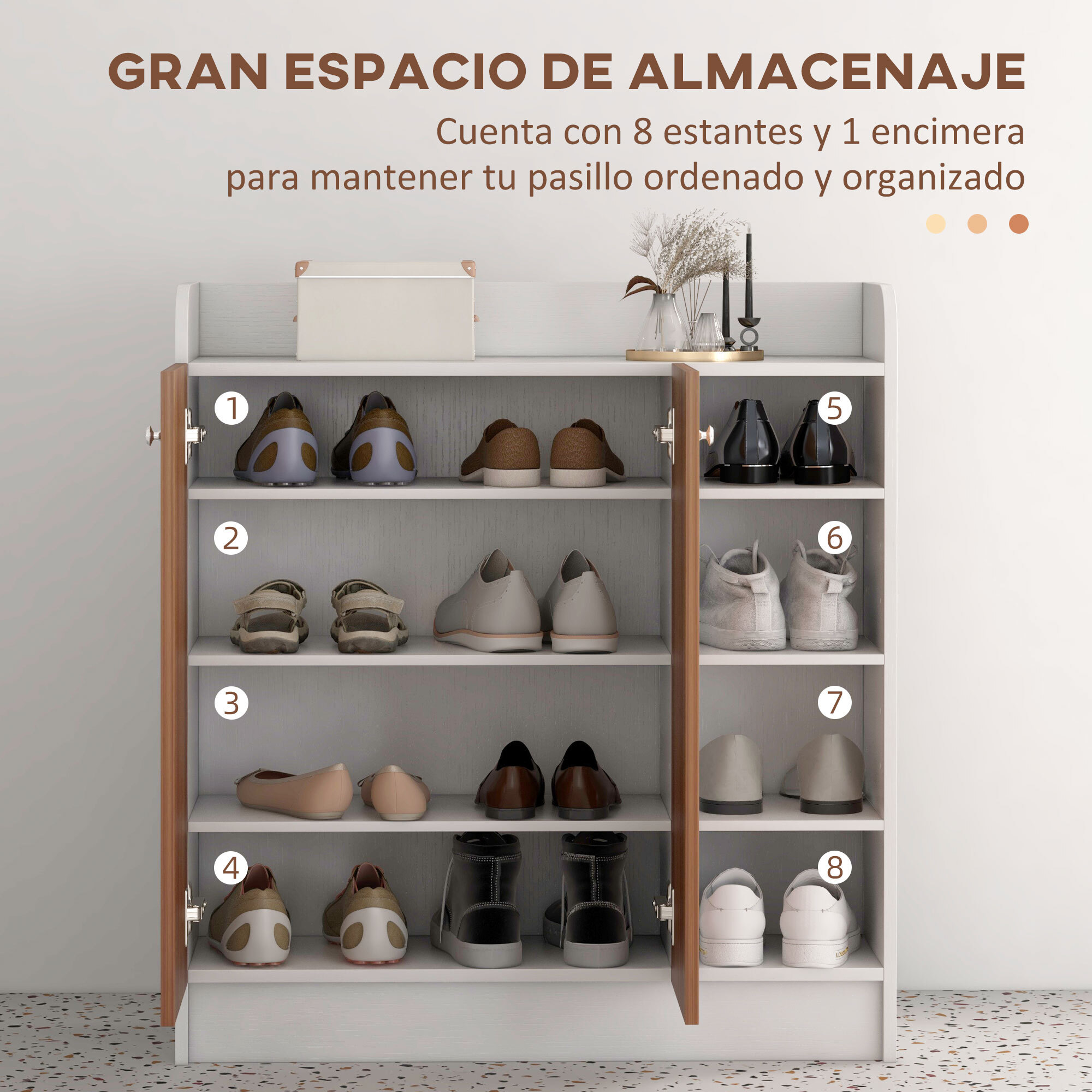 Mueble Zapatero de Recibidor Armario Zapatero Moderno con 2 Puertas Estantes Ajustables para 12 Pares de Zapatos Zapatero Estrecho para Pasillo Entrada 83x30x90 cm Natural