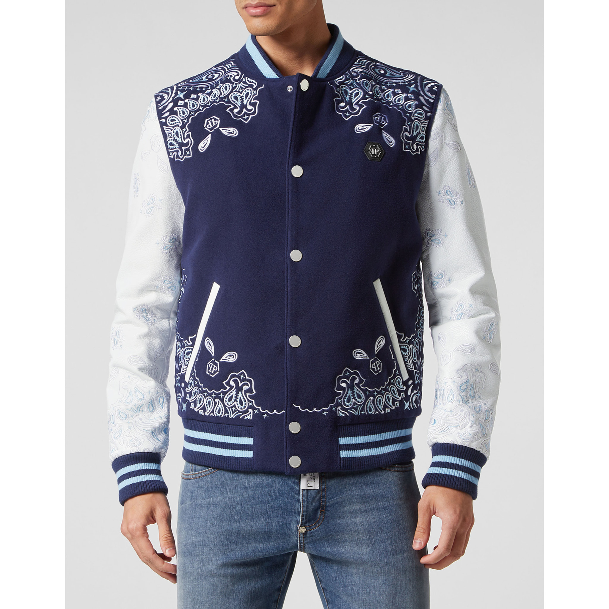 PHILIPP PLEIN Leather Bomber PAISLEY