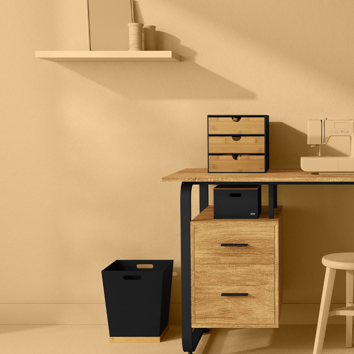Corbeille bambou "Bava" noir