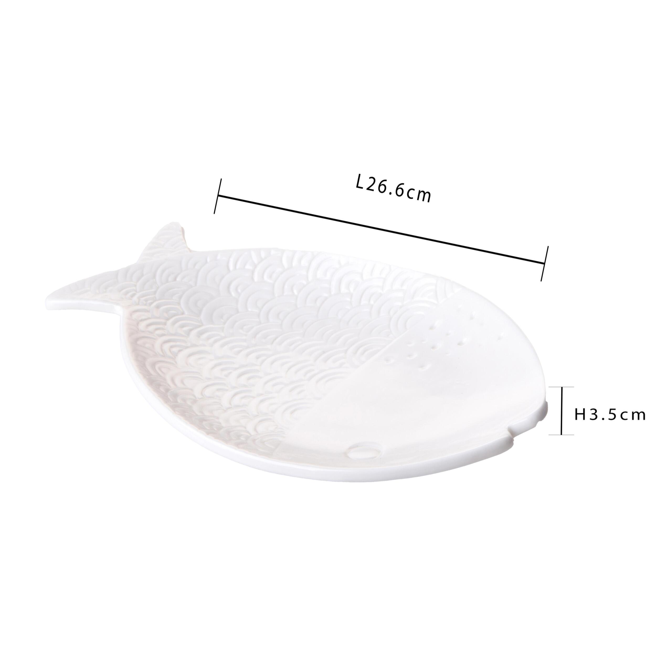 Pesce portaoggetti - Pezzi 2 - 26,6xH3,5x17,5cm - Colore: Bianco - Bianchi Dino -