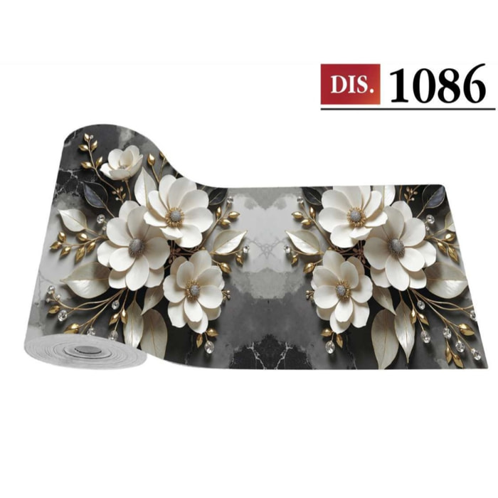 CASSESE HOME Passatoia/Tappeto Bordato in Poliestere con Retro Antiscivolo in PVC Made in Italy_Dec.1086