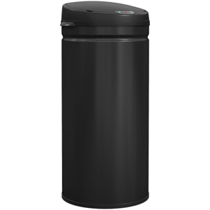 HOMCOM Cubo de Basura Cocina Automático 42 L, Papelera de Cocina de Acero Inoxidable, Sensor Infrarrojo, Cierre Automático, Antihuellas, para Dormitorio, Oficina, Negro