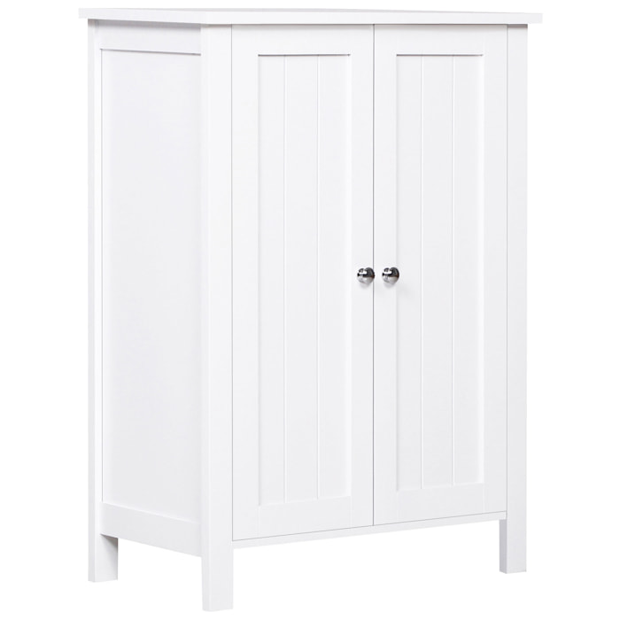 Armario de Baño con 2 Puertas y 2 Estantes Ajustables Interiores Mueble Auxiliar de Almacenaje para Salón Cocina Antivuelco 60x30x80 cm Blanco