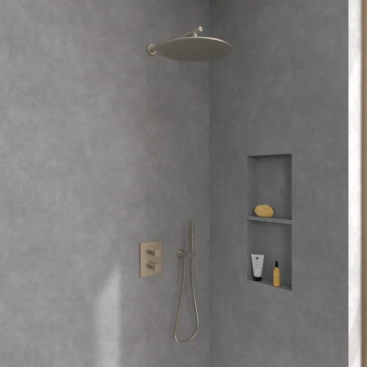 Façade thermostatique 2 voies Universal rectangle Brushed Nickel Matt + corps encastré