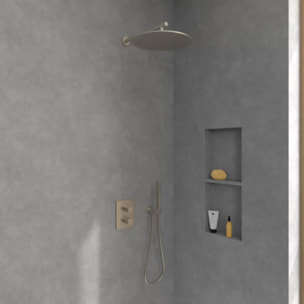 Façade thermostatique 2 voies Universal rectangle Brushed Nickel Matt + corps encastré