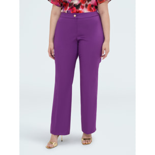Fiorella Rubino - Pantalones de algodón elásticos regulares - Violeta