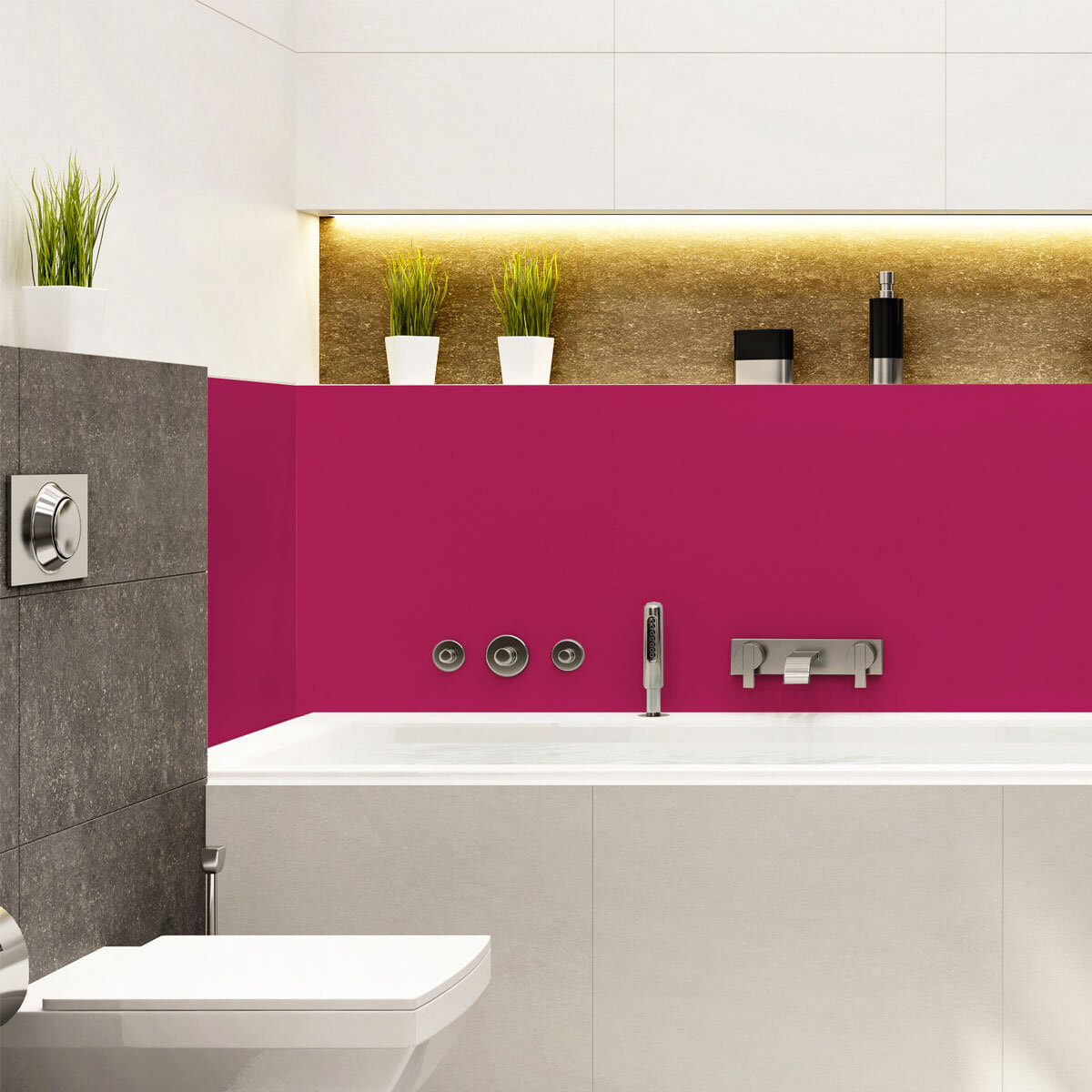Rouleau adhésif décoratif Vinyle au Mètre - Fushia - Sticker Lavable Imperméable Mur Cuisine Meubles