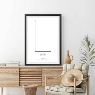 Poster l lyon Affiche sous cadre noir