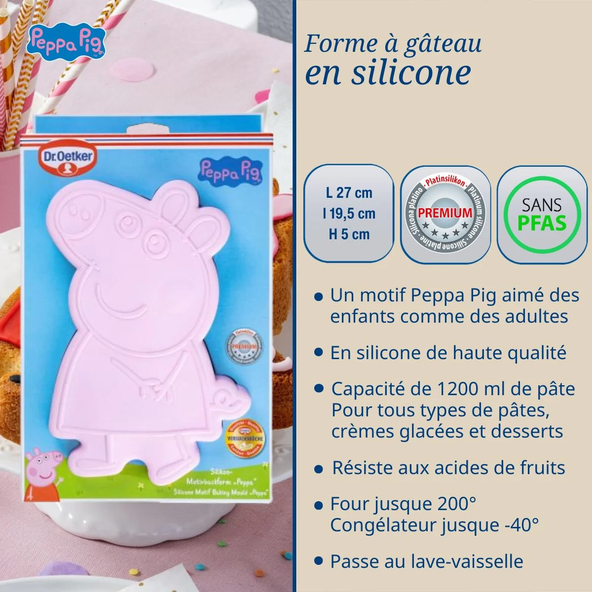 Moule à gâteau silicone 27 x 20 cm Dr. Oetker Peppa Pig