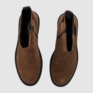 Botines de Serraje - Taupe - Tacón: 3 cm