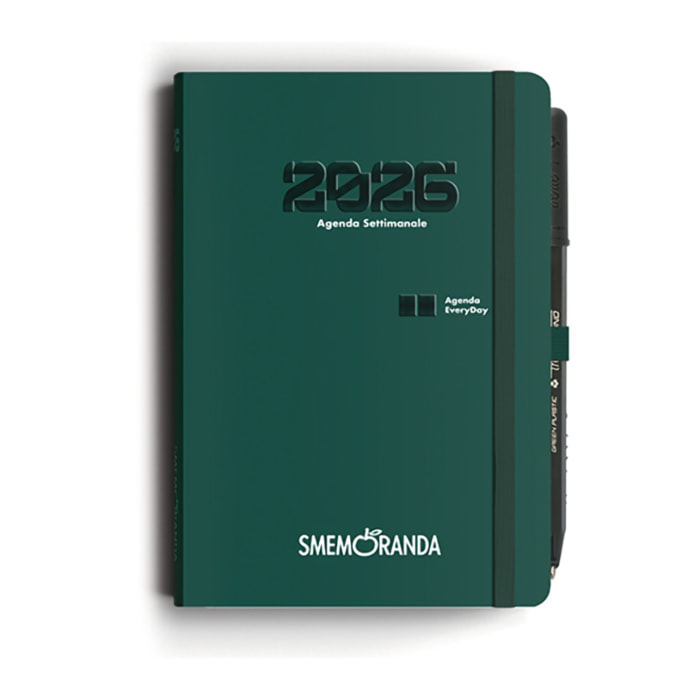 Agenda Smemoranda Everyday 2026 Settimanale 12 mesi , B6, verde