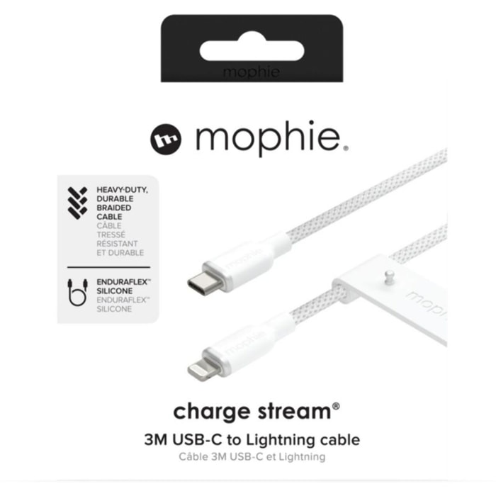 Câble de charge MOPHIE 3M USB-C vers lighting blanc