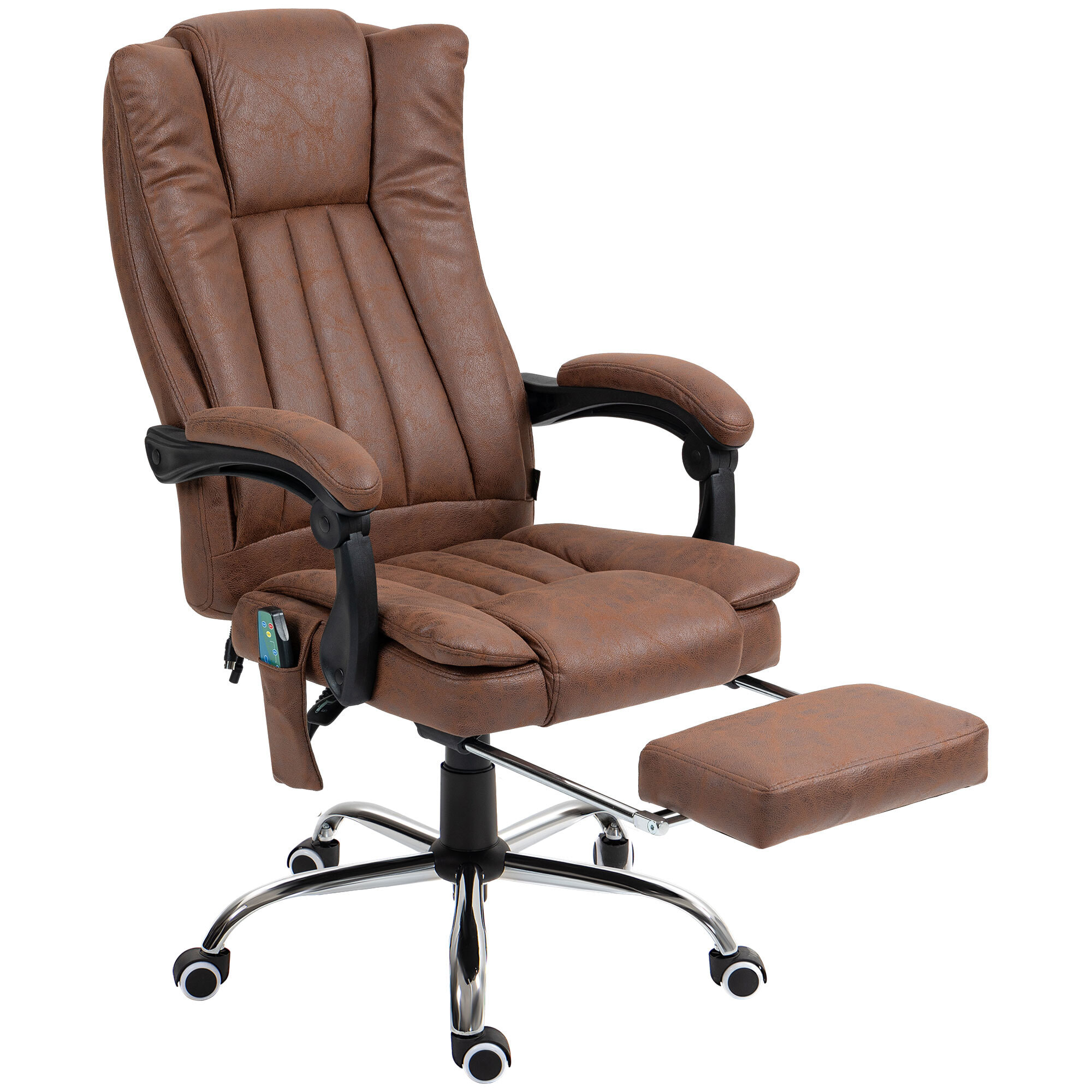 Fauteuil de bureau massant chauffant inclinable repose-pieds rétractable effet cuir vieilli