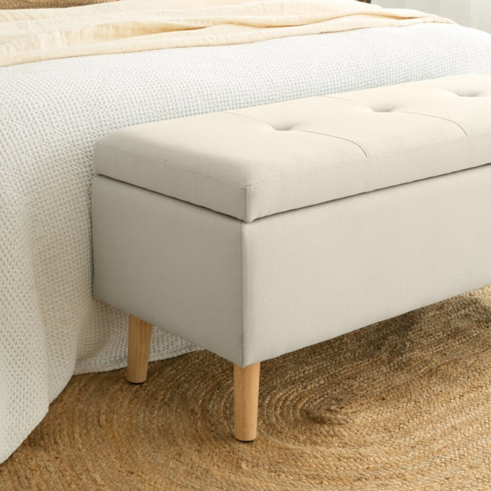 Banc Ivis -marcos en contreplaqué, mousse et rembourrage-couleur beige 106 x 46 x 43 cm