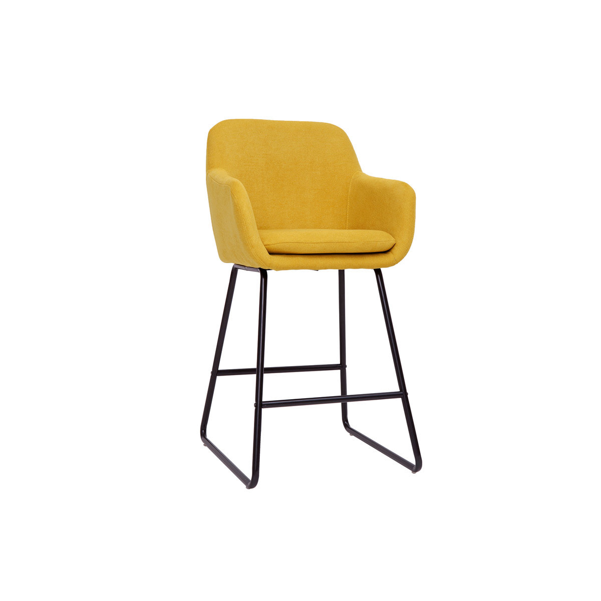 Tabourets de bar en tissu effet velours jaune moutarde H65 cm (lot de 2) AMIKA