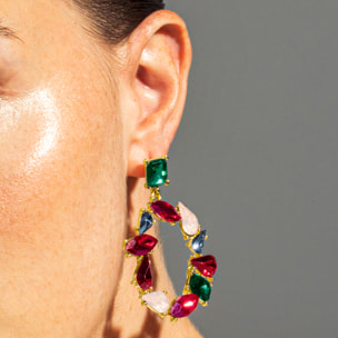 Pendientes de Lacado Blanco acabado en oro amarillo de 18k