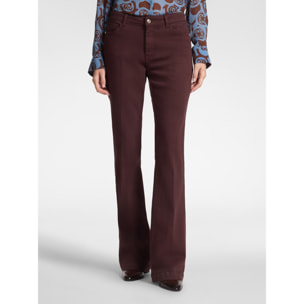 Elena Mirò - Pantalones flare en drill mezcla de algodón - Burgundy
