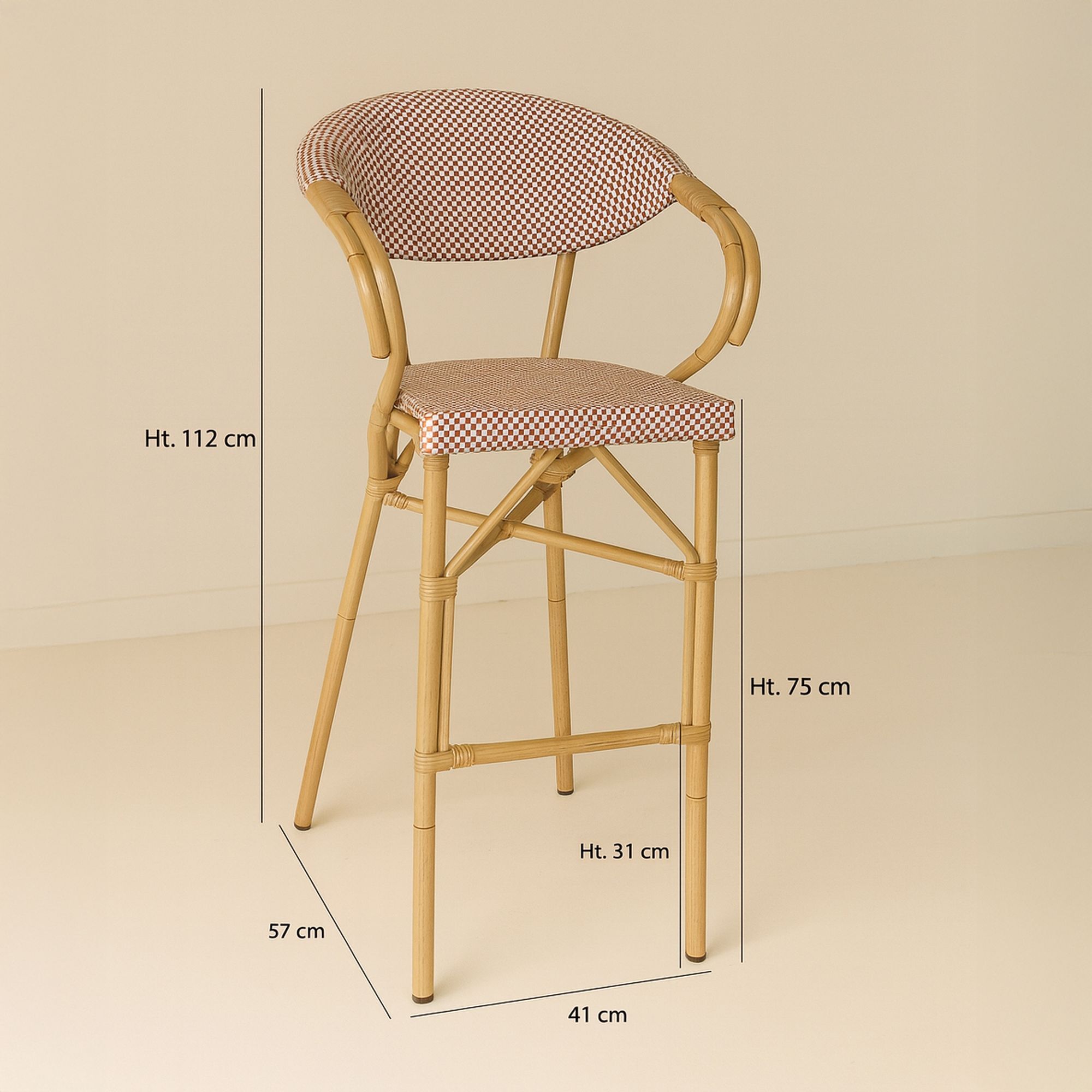 Lot de 2 fauteuils de bar en textilène rouge AMALFI