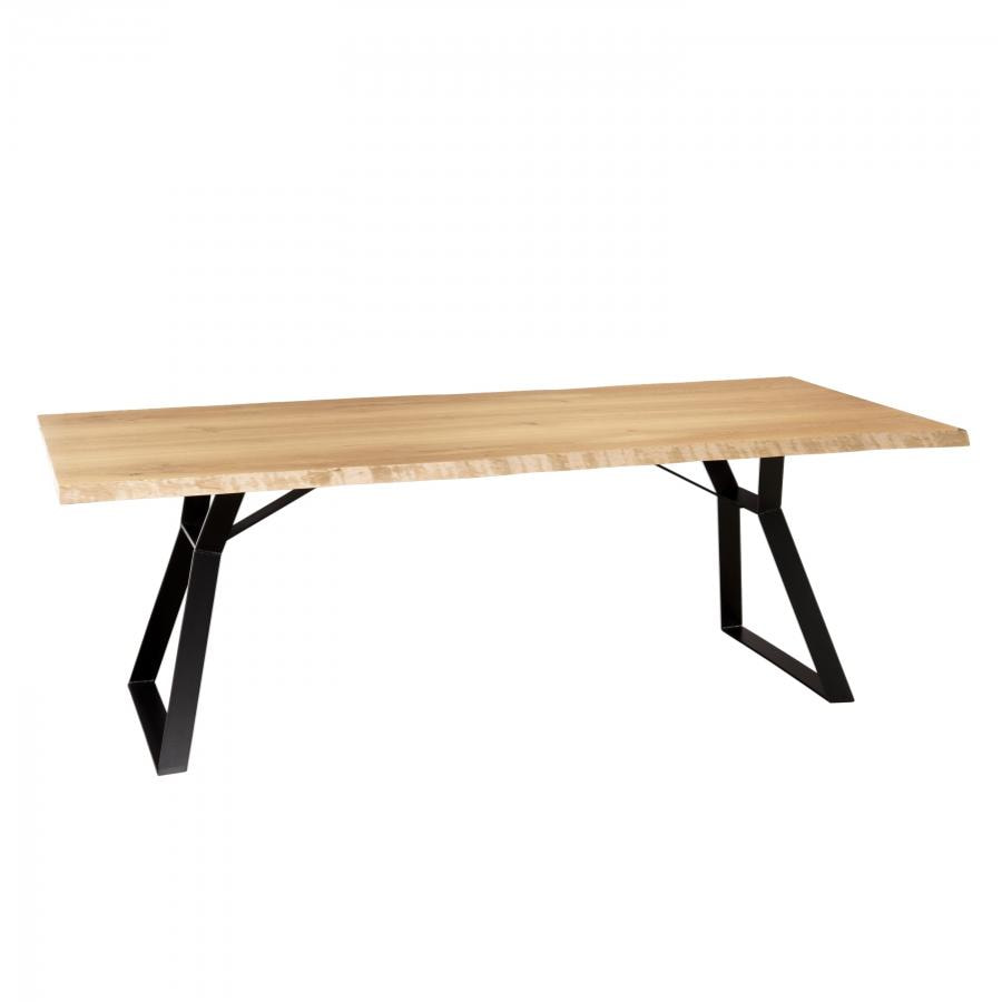 MADISON - Table à manger rectangulaire 230x100cm bois chêne pieds métal noir