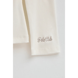 Camiseta color crudo de manga larga y cuello barco Polo Club