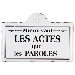 Plaque - métal - noir et blanc - 25 - 5x17 - 5 cm