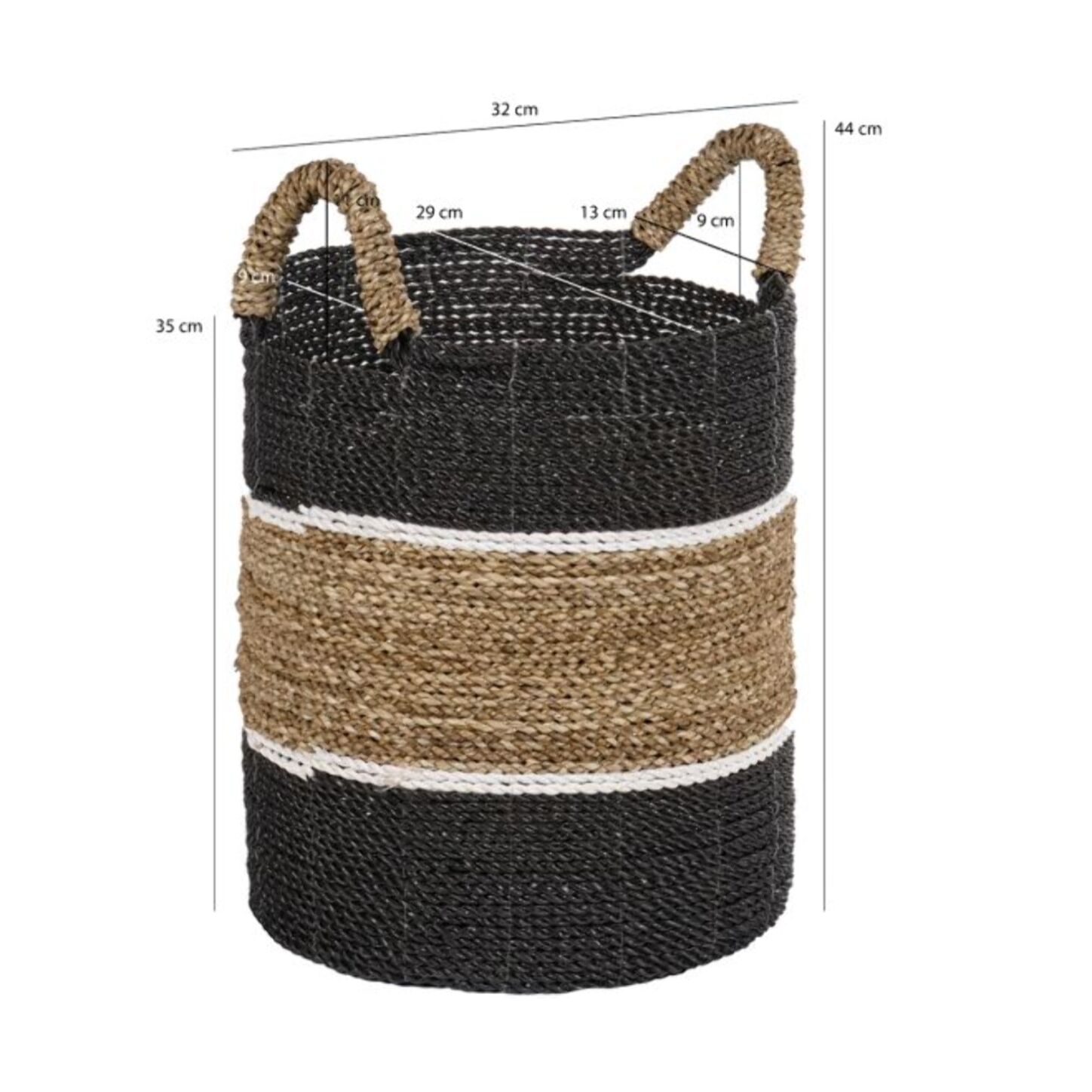 Panier rond en jonc de mer et raphia - HOOK