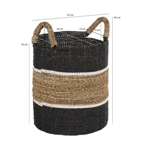 Panier rond en jonc de mer et raphia - HOOK