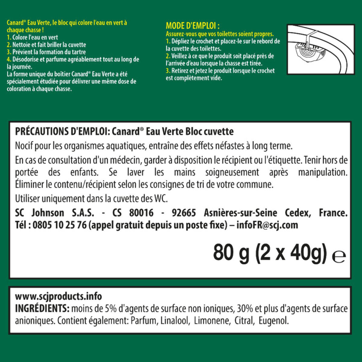 Lot de 12 - Canard Bloc Wc Eau Verte