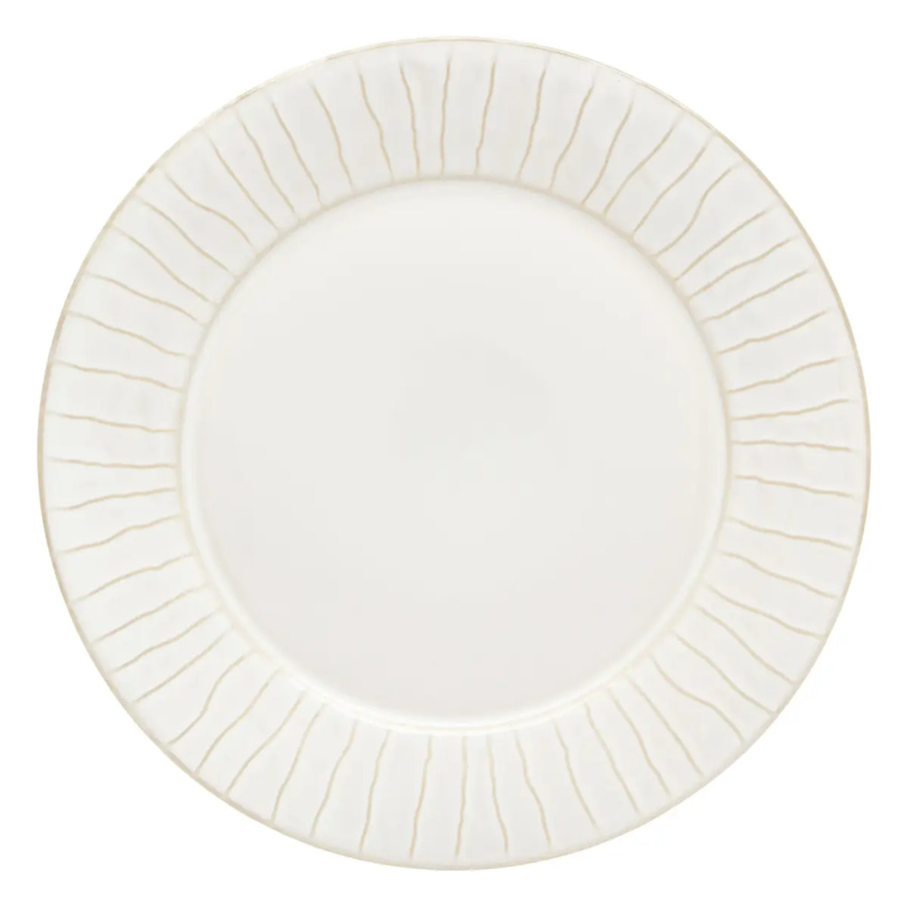 Lot de 6 Assiette plate à bord rayé Camille D.27cm blanc