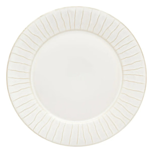 Lot de 6 Assiette plate à bord rayé Camille D.27cm blanc