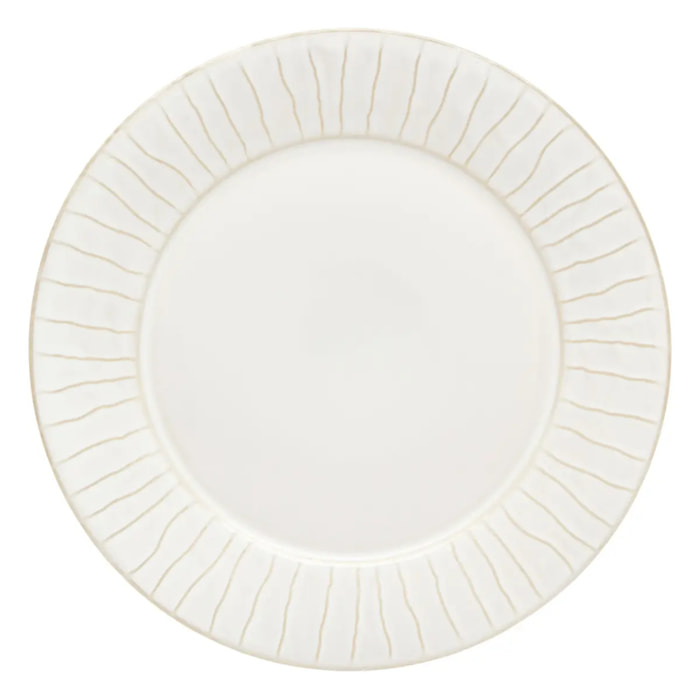 Lot de 6 Assiette plate à bord rayé Camille D.27cm blanc