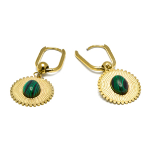 Pendientes de Malaquita acabados en oro amarillo de 18K- Elknu