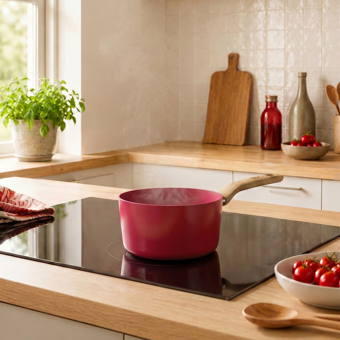 Casserole 18cm avec revêtement céramique rouge - tous feux COLORAMA