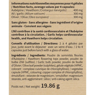 NUTRIEXPERT - Ail Olivier Aubépine - Aide à maîtriser taux de cholestérol et la santé cardiovasculaire - Maintient l'équilibre de la pression artérielle - Cure 30j - Gélules végétales - Lot de 3