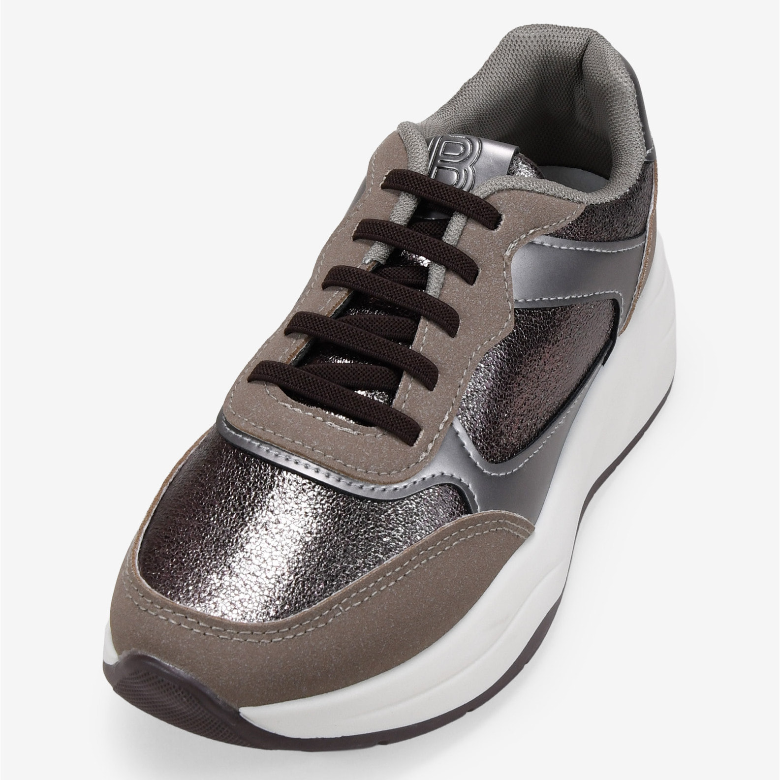 Zapatillas deportivas marrones metalizadas con cordones