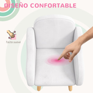 Sillón para Niños Sillón Infantil Diseño de Nube con Tacto Súper Suave y 4 Patas para Niños de 1,5-5 Años Carga 40 kg 46x51x55 cm Blanco