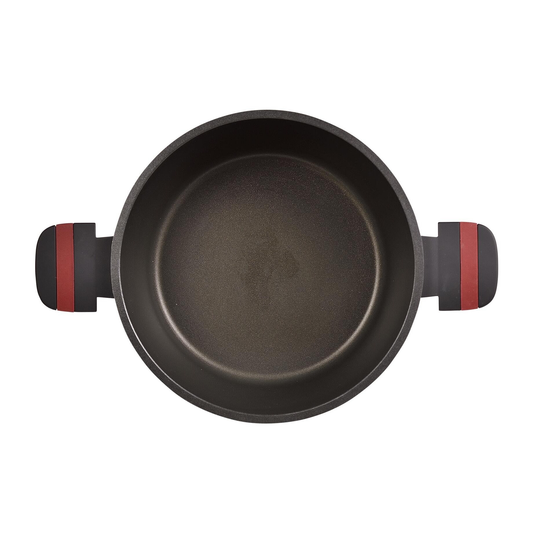 Cacerola con tapa en aluminio fundido de color negro, apta para inducción y antiadherente