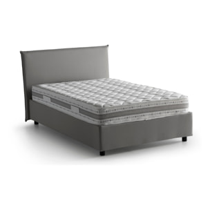 Letto piazza e mezza Ashasa, Letto contenitore con rivestimento in tessuto, 100% Made in Italy, Apertura frontale, adatto per materasso Cm 120x190, Grigio