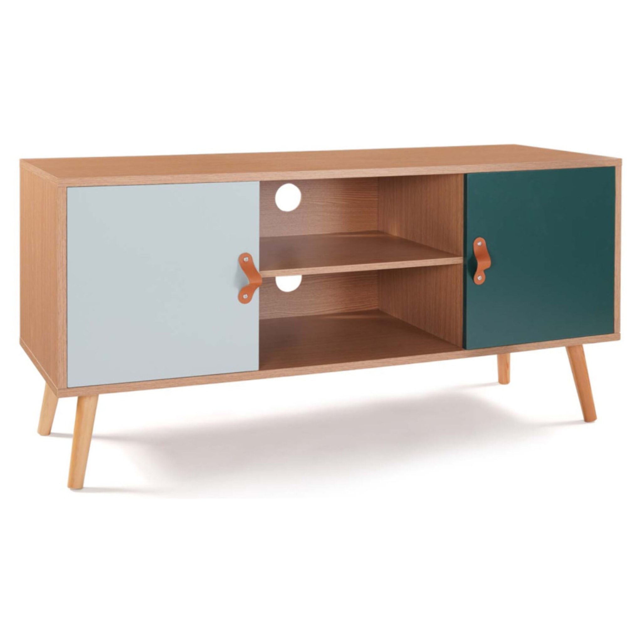 Meuble TV Aria 2 portes vert clair et foncé
