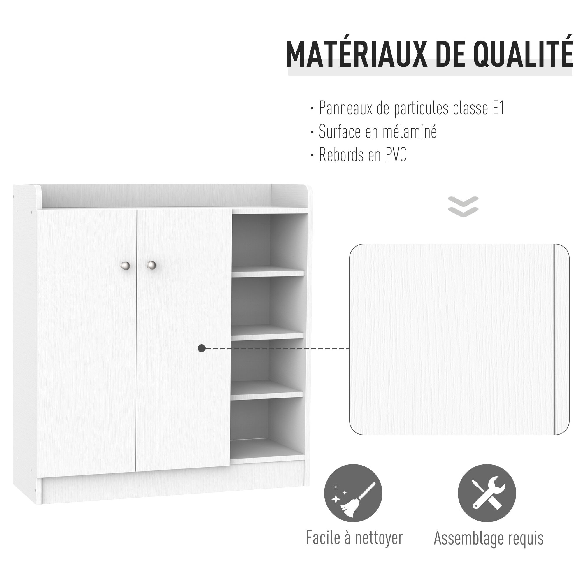 Armoire / etagere / meuble a chaussures très pratique en panneaux de particules blanc