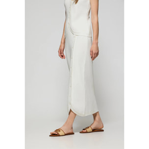 Falda color crudo de punto abotonada Manoban con detalle nacarado