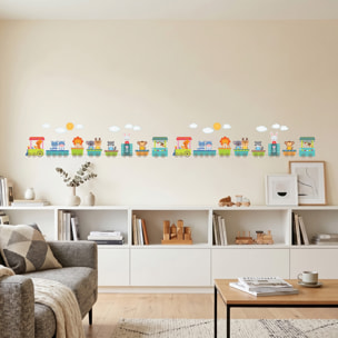 Stickers Muraux décoration adhésifs Deux trains d’animaux