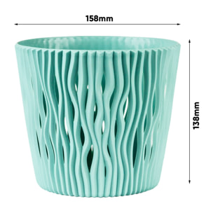 3x maceta redonda de plastico sandy round en color salvia 15,8 (largo) x 15,8 (ancho) x 13,8 (alto) cm